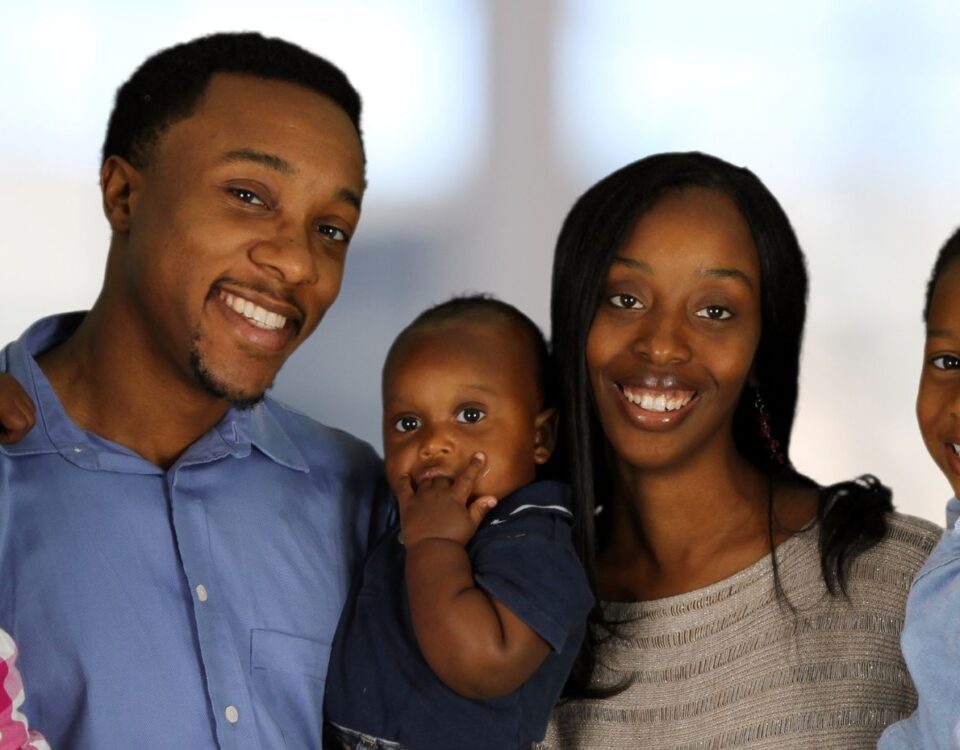 African American Family; Mother, Father and 3 small children