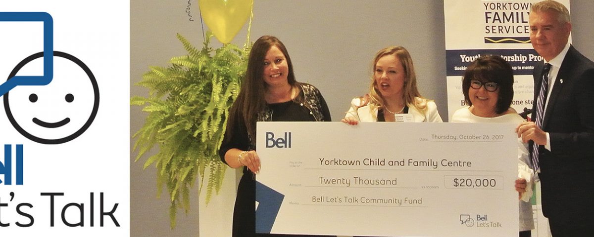 cheque presentation on Bell let's talk day